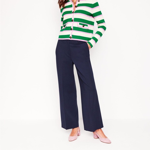 Boden Wide-Leg Ponte Pants in Navy | Size 8P - Picture 1 of 15